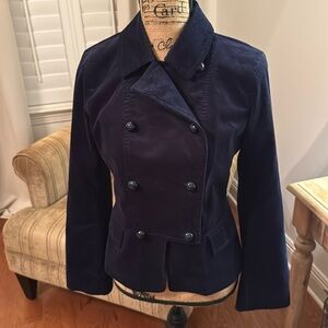 Talbots Navy Velveteen Pea Coat Blazer 8P